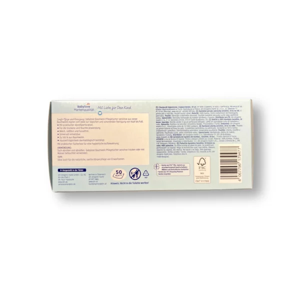 Care wipes cotton sensitive, 50 pcs