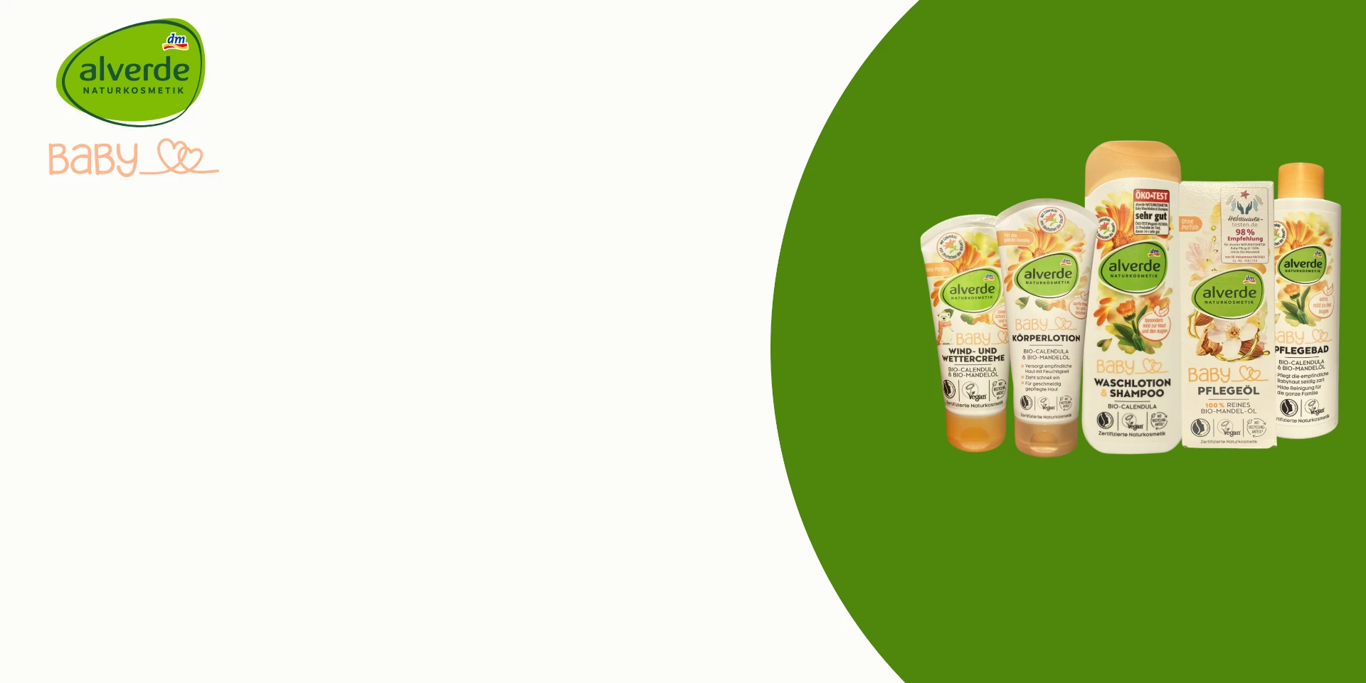 Natürlich. Sanft. alverde Baby - Ausgewählte Inhaltsstoffe für die tägliche Babypflege