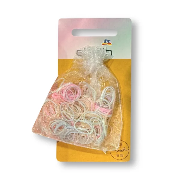 Mini hair elastics in organza bag multicolored, 250 pcs.