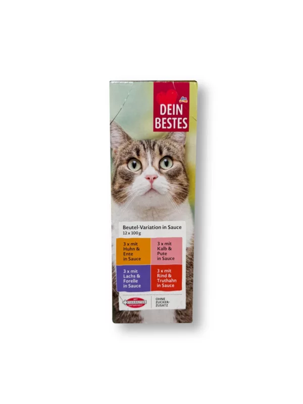 Wet cat food with chicken, salmon, veal, beef in sauce, multipack (12x100 g), 1,200 g