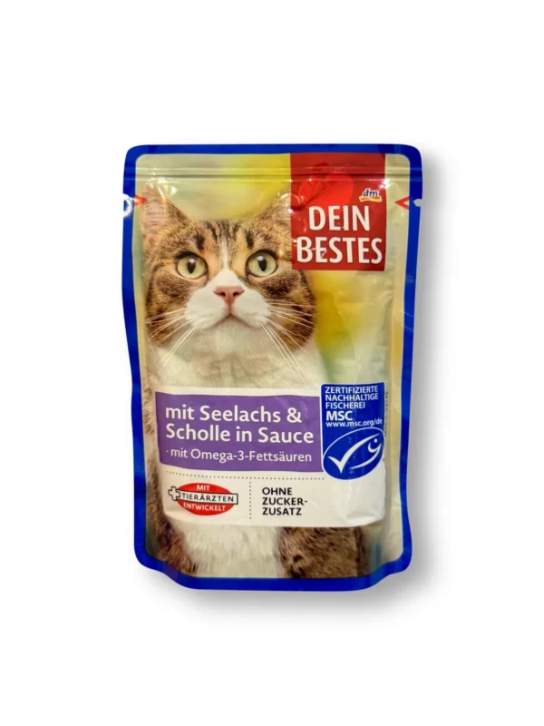 Wet cat food with pollock & plaice in sauce, MSC-certified, 100 g