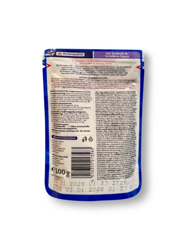 Wet cat food with pollock & plaice in sauce, MSC-certified, 100 g