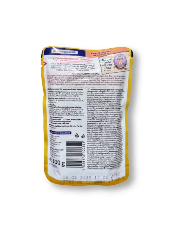 Wet food cat farmer's pan rich in liver, grandma's kitchen classic, 100 g