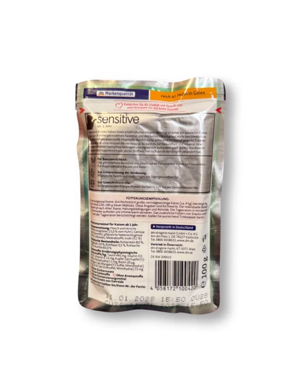 Wet cat food rich in chicken, sensitive, 100 g