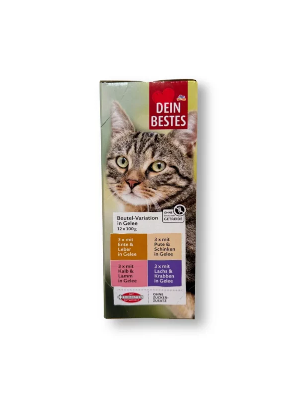 Wet cat food with duck, veal, turkey, salmon in jelly, multipack (12x100 g), 1,200 g