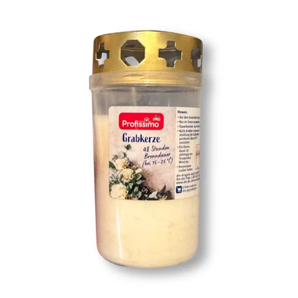 Grave candle with lid white, 1 pc