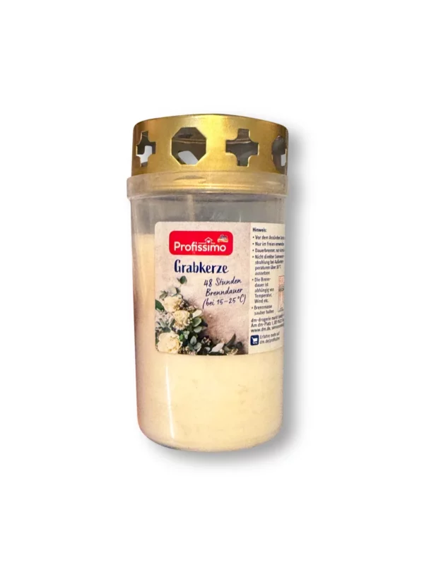 Grave candle with lid white, 1 pc