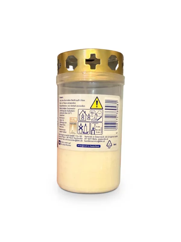 Grave candle with lid white, 1 pc