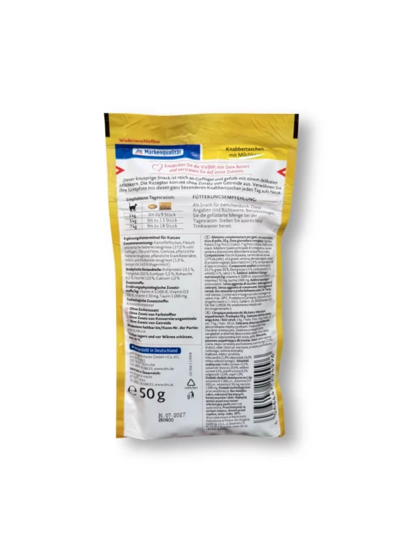 Cat treats, snack bags with milk core, heavenly, 50 g Cat treats, snack bags with milk core, heavenly, 50 g