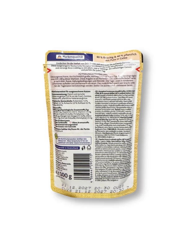 Wet cat food with turkey & vegetables, Naturverliebt Flexitarian, 100 g Wet cat food with turkey & vegetables, Naturverliebt Flexitarian, 100 g