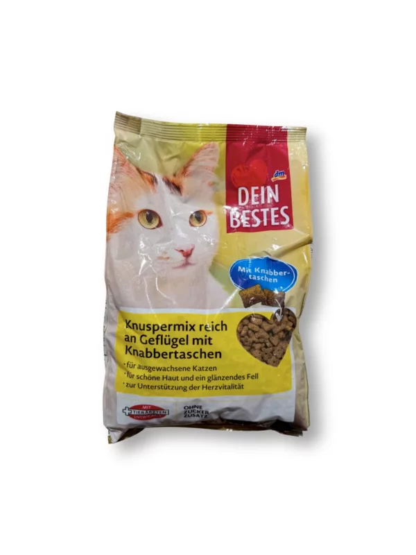 Dry cat food crunchy mix rich in poultry with kibble pockets, 1,000 g