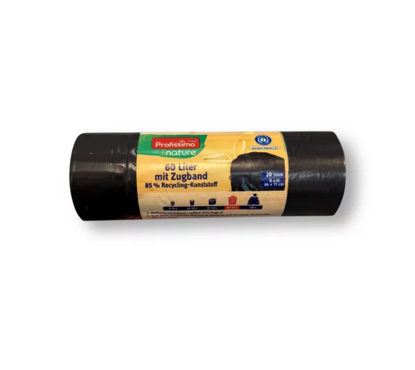 Garbage bag recycling 60L garbage bag with drawstring, 20 pcs Garbage bag recycling 60L garbage bag with drawstring, 20 pcs
