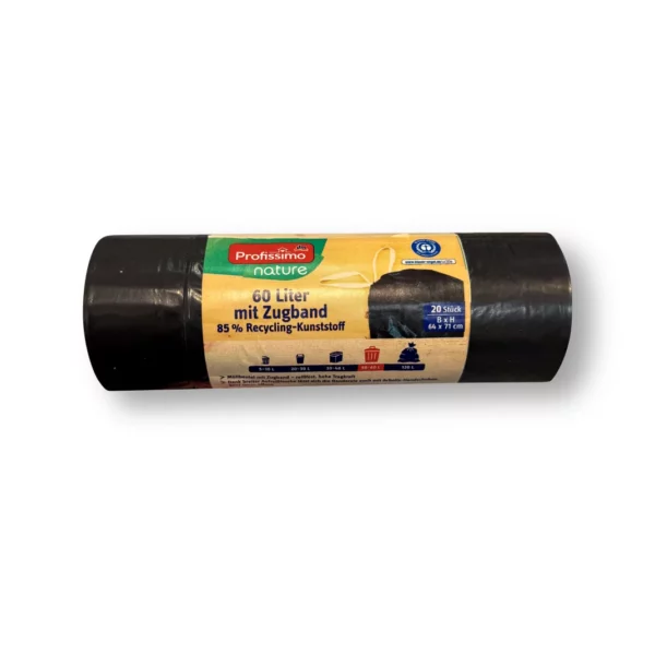 Garbage bag recycling 60L garbage bag with drawstring, 20 pcs