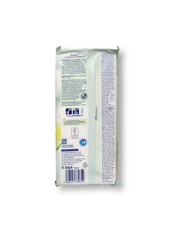 Moist floor wipes lime & basil, 15 pcs.