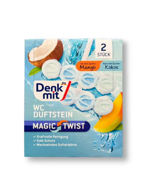 WC fragrance stone Magic Twist Mango & Coconut, 2 pcs.