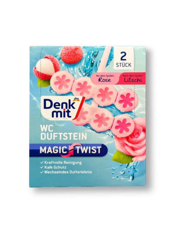 WC fragrance stone Magic Twist Rose & Lychee, 2 pcs.