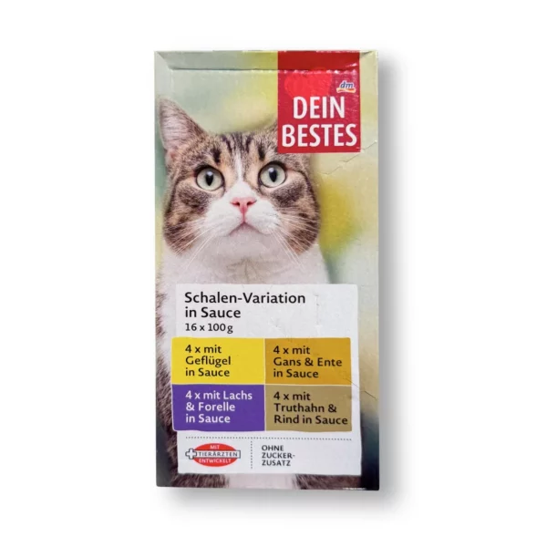 Wet cat food variations in sauce, multipack (16x100 g), 1.6 kg Wet cat food variations in sauce, multipack (16x100 g), 1.6 kg