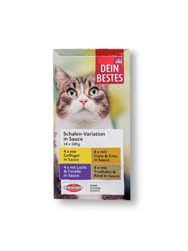 Nassfutter Katze Variationen in Sauce, Multipack (16x100 g), 1,6 kg Nassfutter Katze Variationen in Sauce, Multipack (16x100 g), 1,6 kg