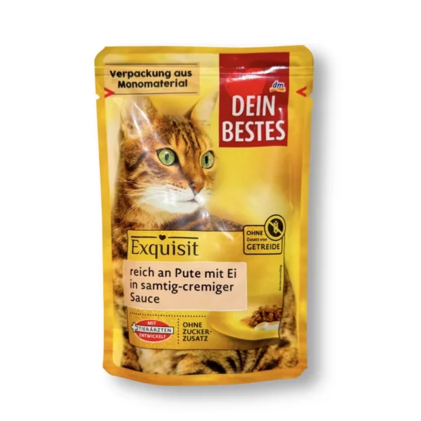 Wet cat food, rich in turkey with egg in sauce, Exquisit, 85 g