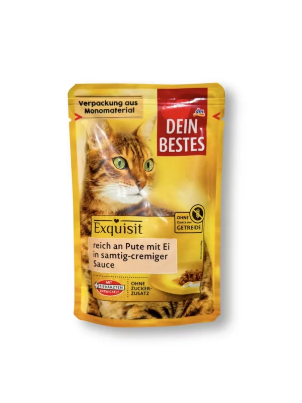 Wet cat food, rich in turkey with egg in sauce, Exquisit, 85 g