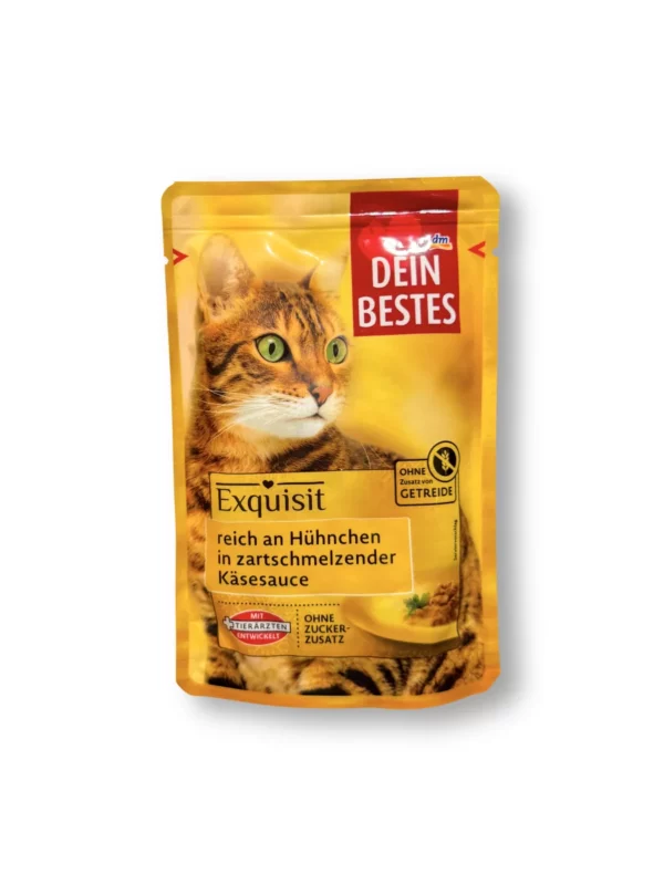 Wet cat food, rich in chicken in cheese sauce, Exquisit, 85 g Wet cat food, rich in chicken in cheese sauce, Exquisit, 85 g