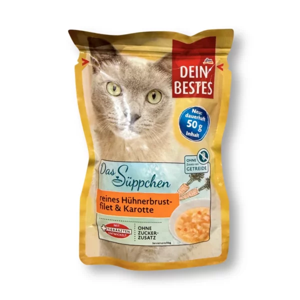 Wet cat food, soup with chicken breast fillet & carrot, the soup, 50 g