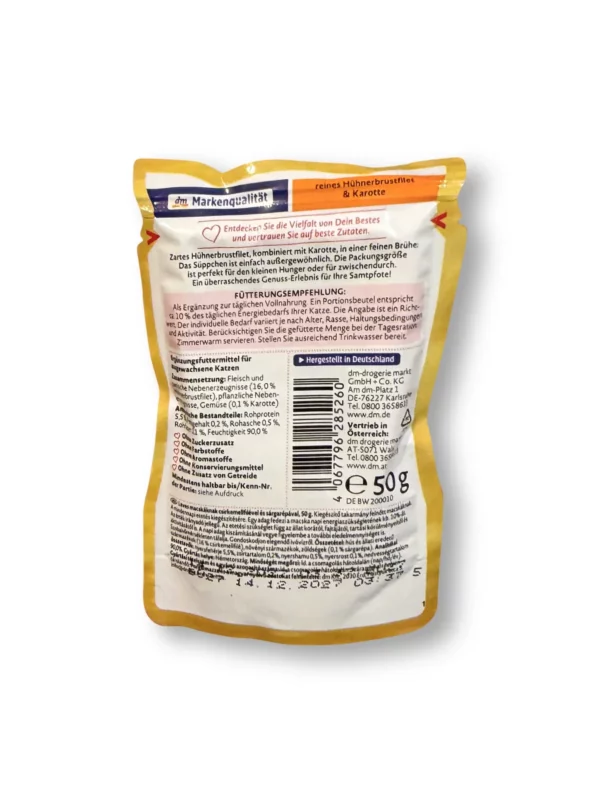 Wet cat food, soup with chicken breast fillet & carrot, the soup, 50 g Wet cat food, soup with chicken breast fillet & carrot, the soup, 50 g