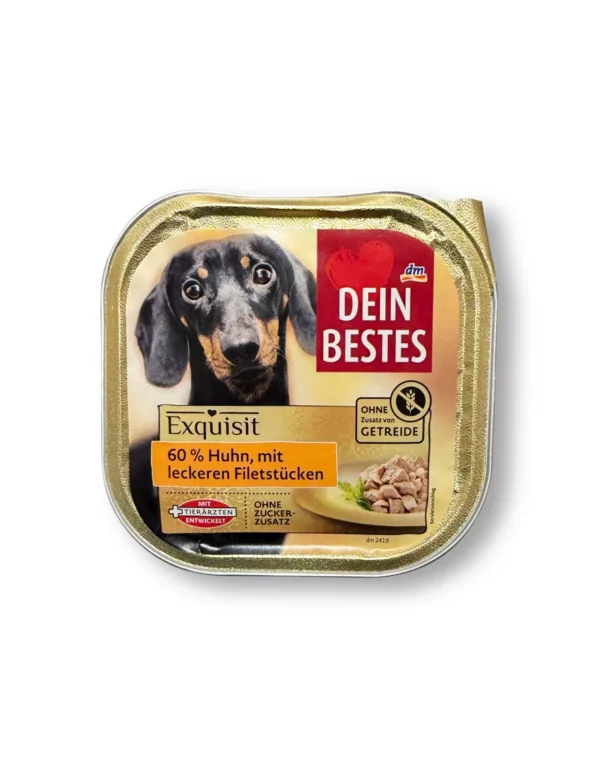 Nassfutter Hund mit Huhn, Exquisit, 300 g
