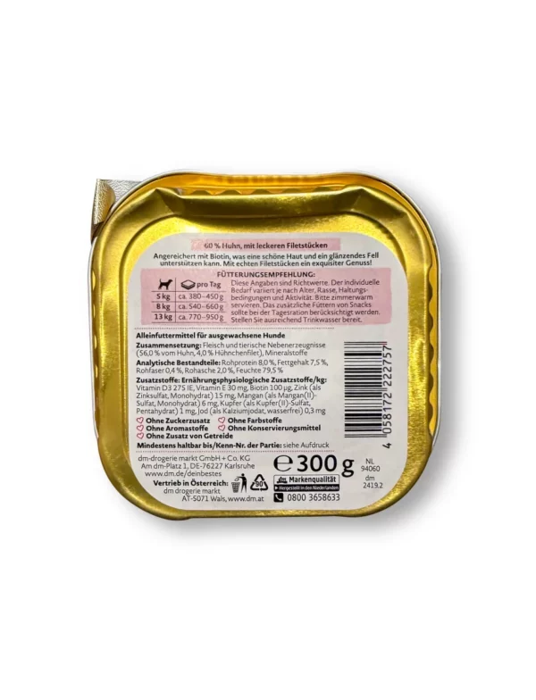 Nassfutter Hund mit Huhn, Exquisit, 300 g