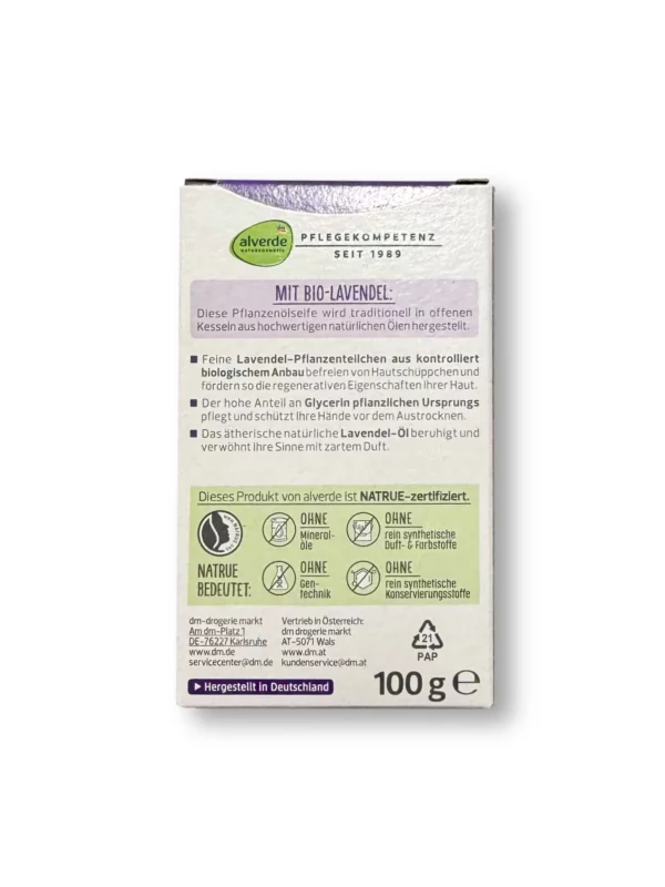Seifenstück Pflanzenölseife mit Lavendel, 100 g