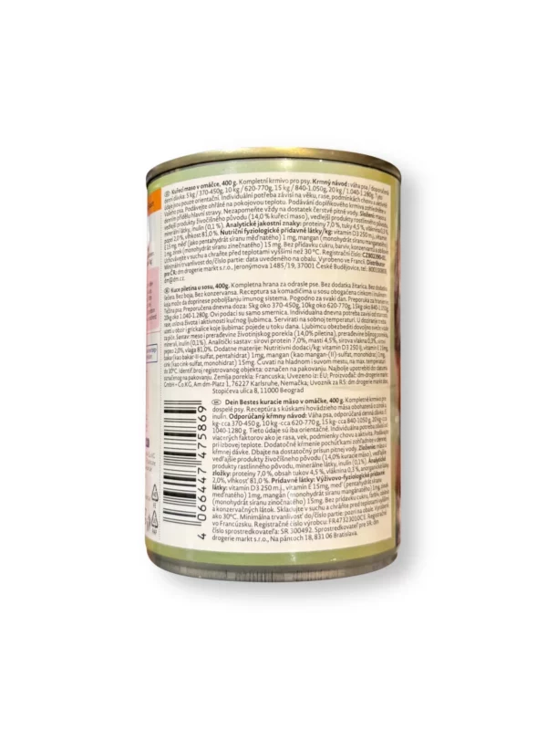 Nassfutter Hund reich an Huhn in Sauce, 400 g Nassfutter Hund reich an Huhn in Sauce, 400 g