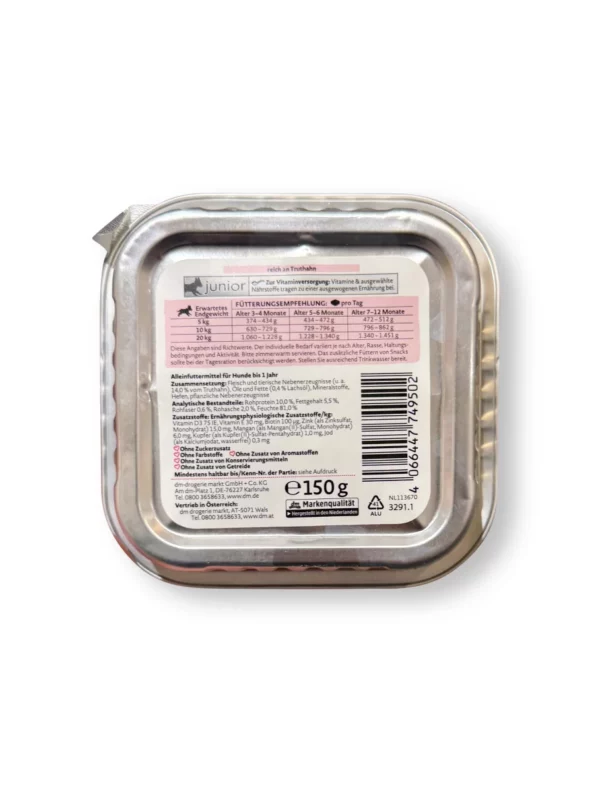 Nassfutter Hund Welpen reich an Truthahn, Junior, 150 g