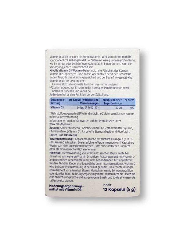 Vitamin D3 5600 I.E. Wochen-Depot Weichkapseln 12 St, 5 g