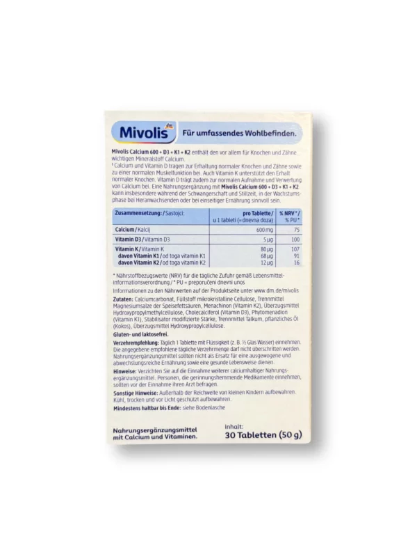 Calcium 600 + D3 + K1 + K2 Tabletten 30 St, 50 g