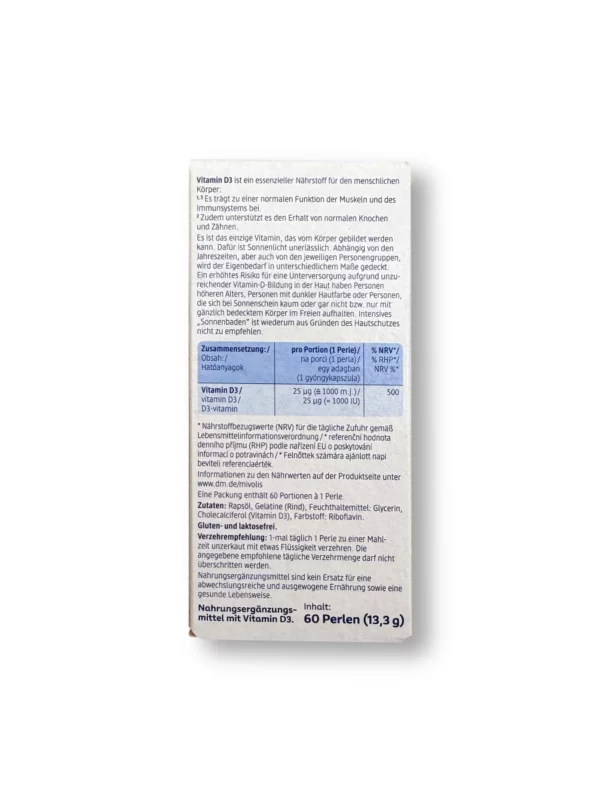 Vitamin D3 Perlen 1000 I.E. 60 St, 13,3 g
