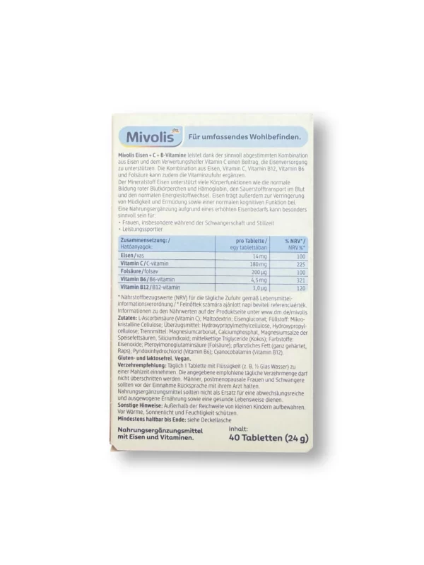 Eisen + C + B-Vitamine Tabletten 40 St, 24 g
