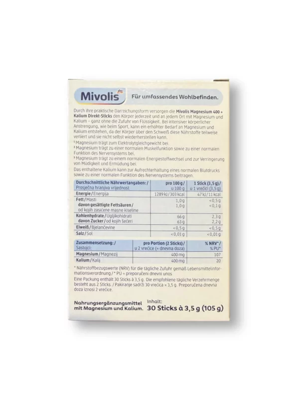 Magnesium 400+Kalium Direkt-Sticks 30 St, 105 g Magnesium 400+Kalium Direkt-Sticks 30 St, 105 g