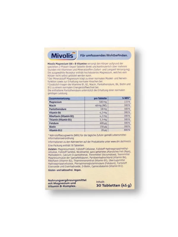 Magnesium 500 + B-Vitamine 2-Phasen Depot Tabletten 30 St, 45 g
