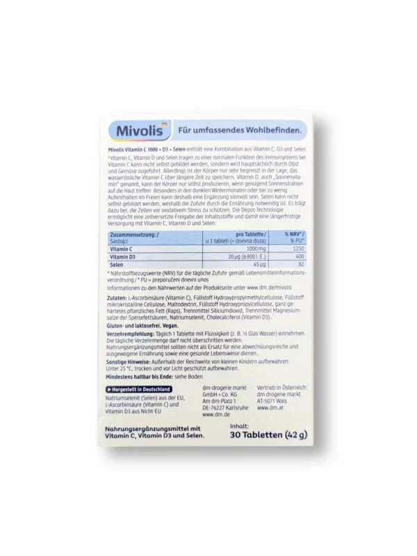 Vitamin C 1000 + D3 + Selen Depot 30 St, 42 g