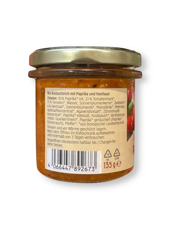 Brotaufstrich, Saatenaufstrich Paprika & Hanf, 135 g Brotaufstrich, Saatenaufstrich Paprika & Hanf, 135 g