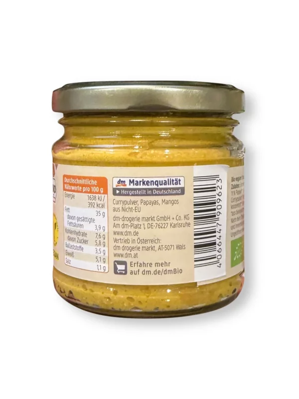 Brotaufstrich, Streichcreme Curry-Papaya Mango, 180 g Brotaufstrich, Streichcreme Curry-Papaya Mango, 180 g