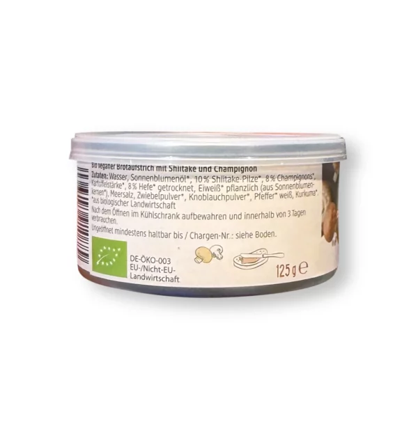 Brotaufstrich, Vegane Pastete Shiitake-Champignon, 125 g Brotaufstrich, Vegane Pastete Shiitake-Champignon, 125 g