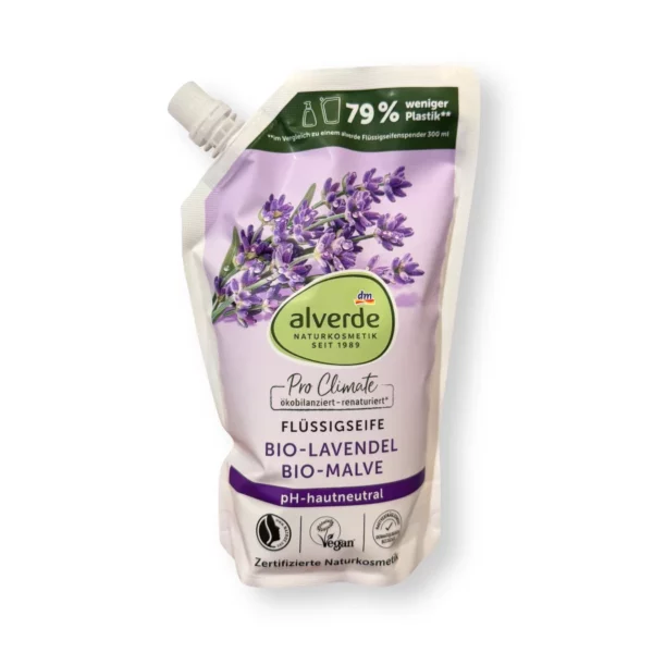 Flüssigseife Lavendel, Malve Nachfüllpack, 500 ml Flüssigseife Lavendel, Malve Nachfüllpack, 500 ml