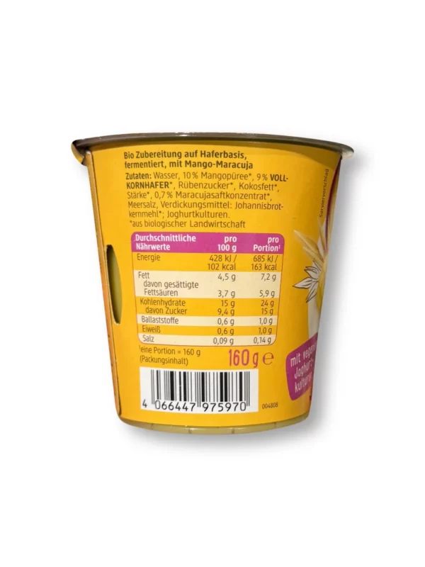 Joghurtalternative Mango Maracuja Hafer, 160 g