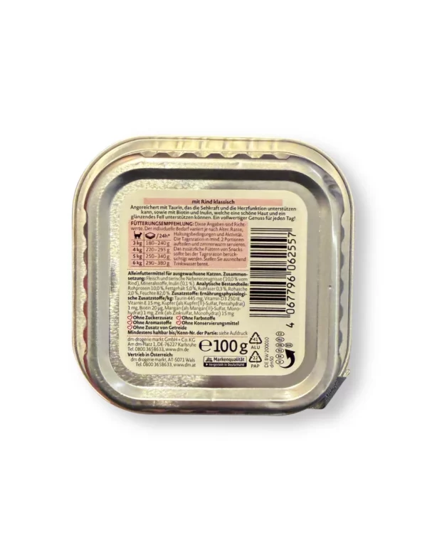 Nassfutter Katze mit Rind, 100 g