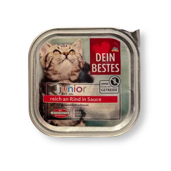 Nassfutter Katze Kitten reich an Rind in Sauce, Junior, 100 g