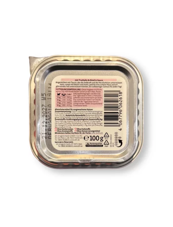 Nassfutter Katze mit Truthahn & Rind, 100 g