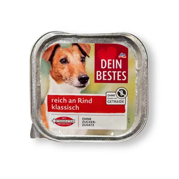 Nassfutter Hund reich an Rind, 150 g