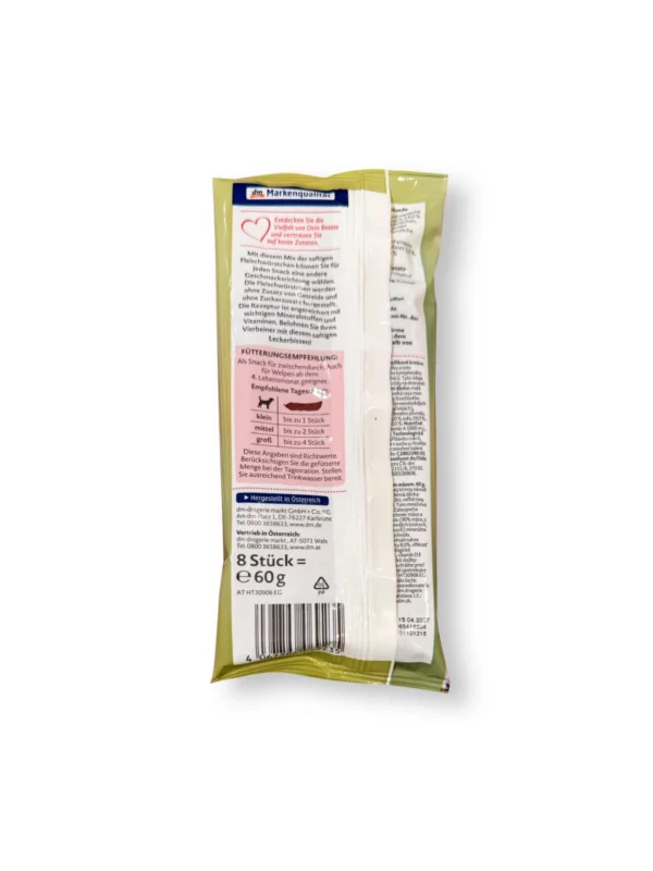 Hundeleckerli saftige Würstchen reich an Rind & Geflügel (8 Stück), 60 g