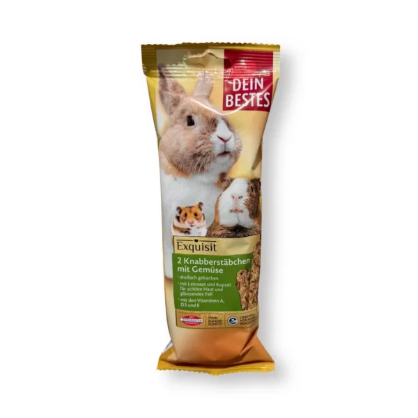 Nagersnack Knabberstäbchen mit Gemüse, Exquisit, 112 g Nagersnack Knabberstäbchen mit Gemüse, Exquisit, 112 g